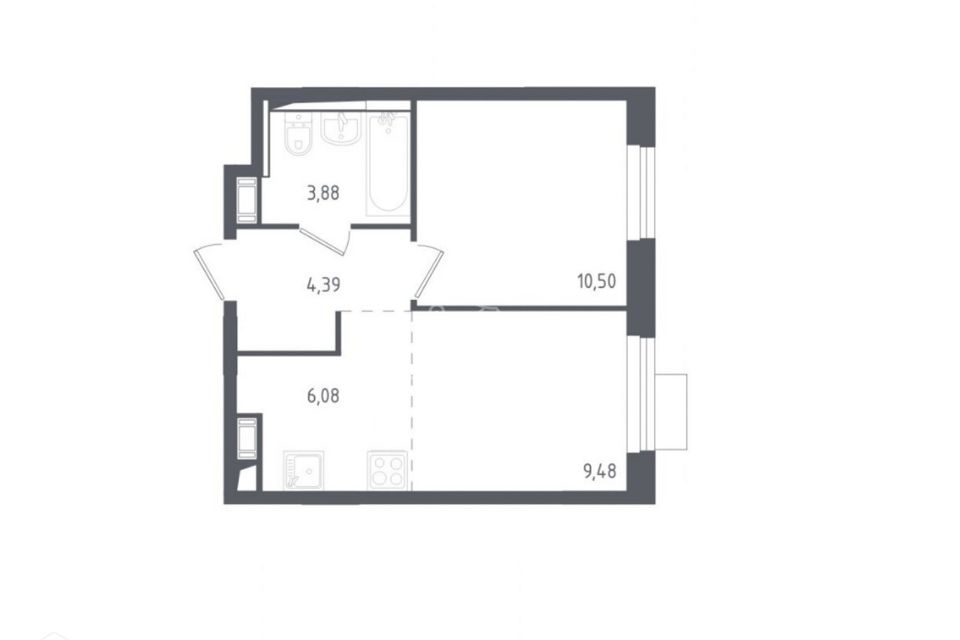 Продаётся 1-комнатная квартира, 34 м²