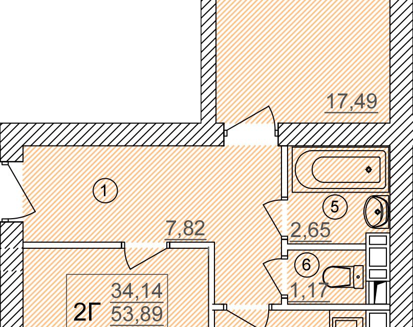 Продаётся 2-комнатная квартира, 57.26 м²