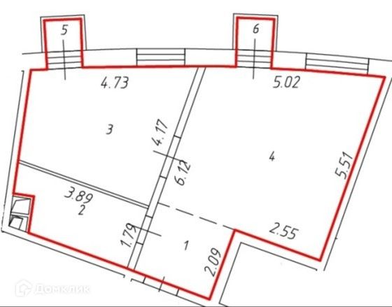 Продаётся 1-комнатная квартира, 50.3 м²