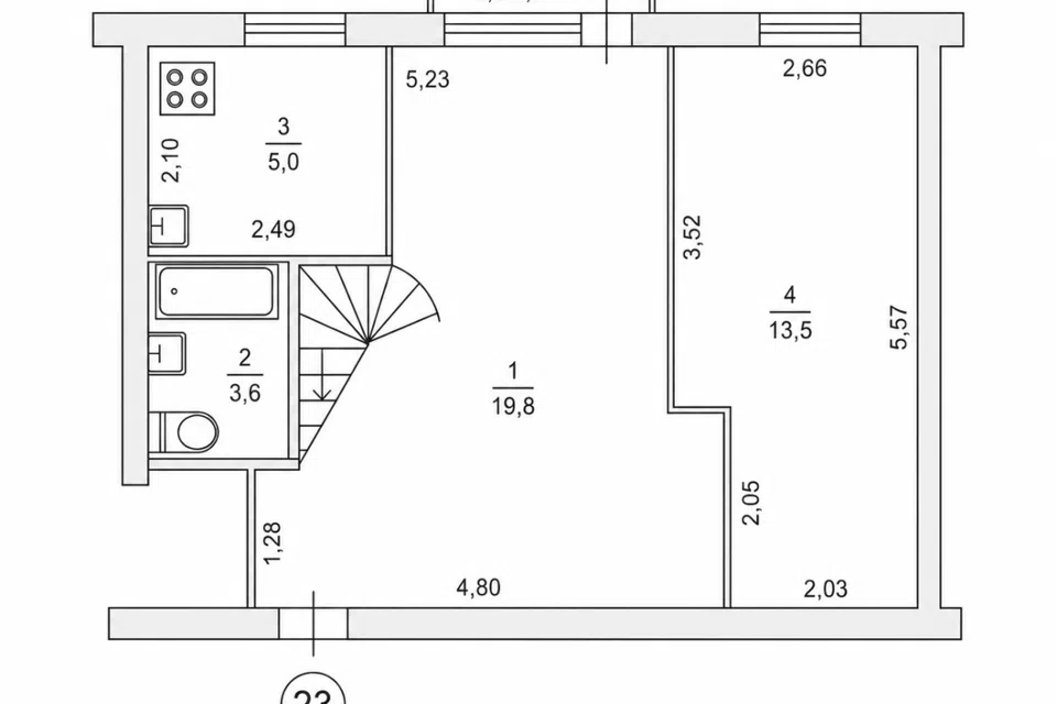 Продаётся 3-комнатная квартира, 63.6 м²