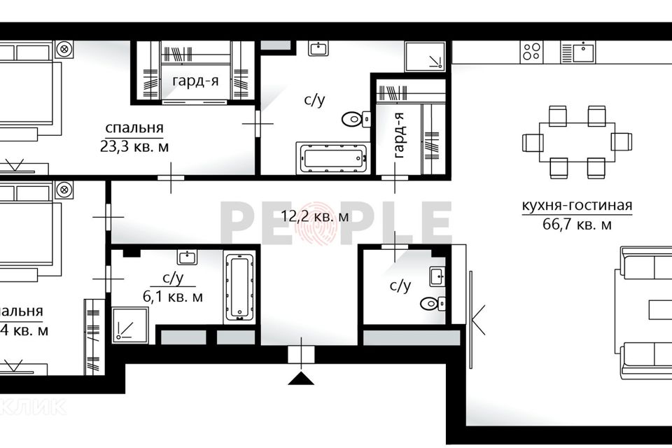 Продаётся 3-комнатная квартира, 162 м²