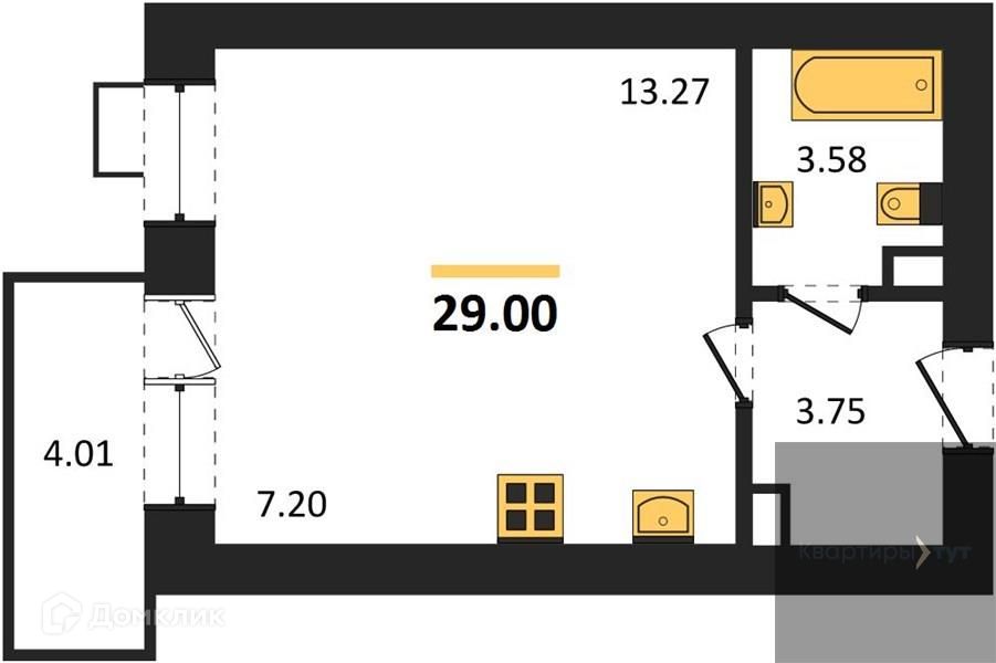 Продаётся студия, 29 м²