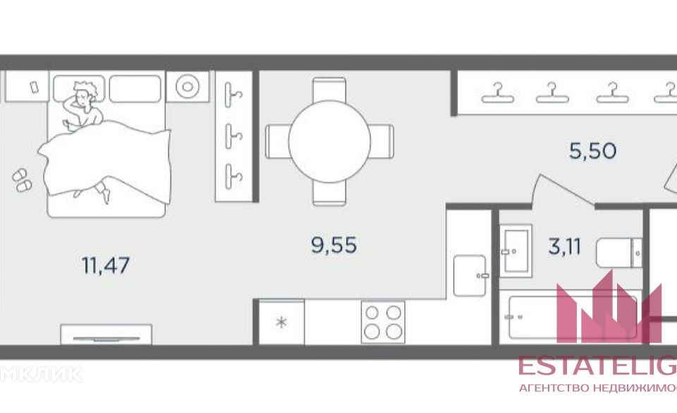 Продаётся студия, 29.3 м²