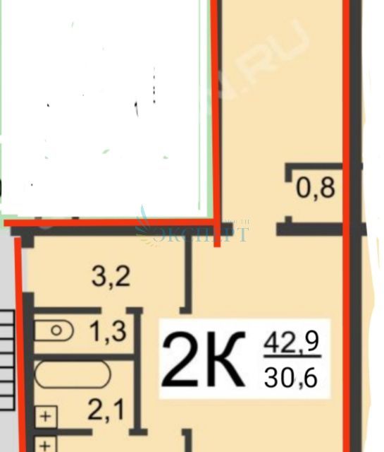 Сдаётся 2-комнатная квартира, 42.9 м²