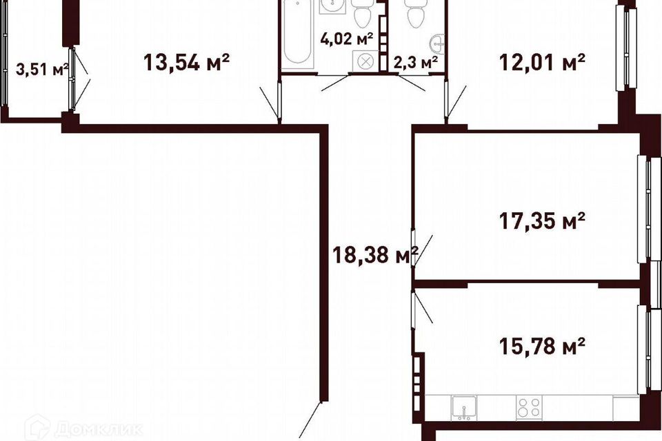 Продаётся 3-комнатная квартира, 85.2 м²