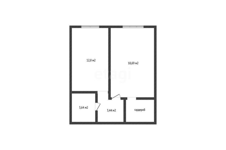 Продаётся 1-комнатная квартира, 34.5 м²