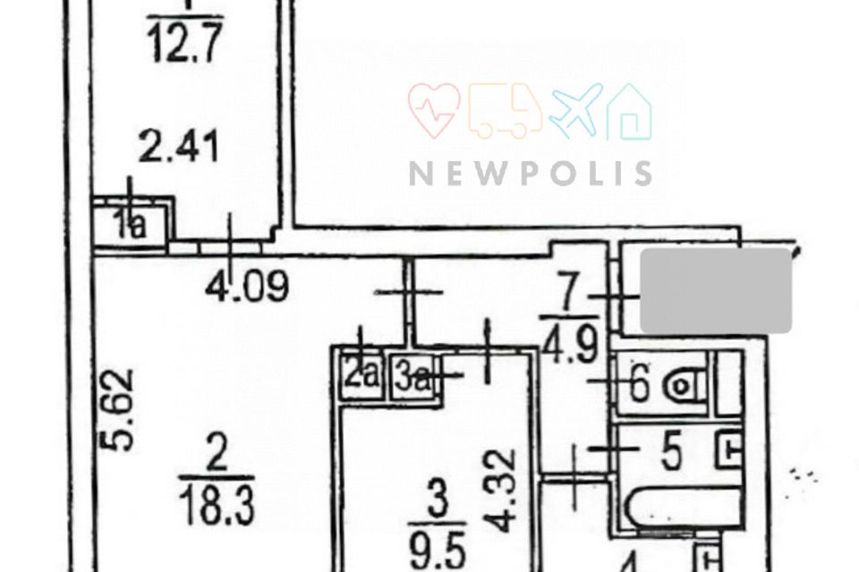 Продаётся 3-комнатная квартира, 55.1 м²