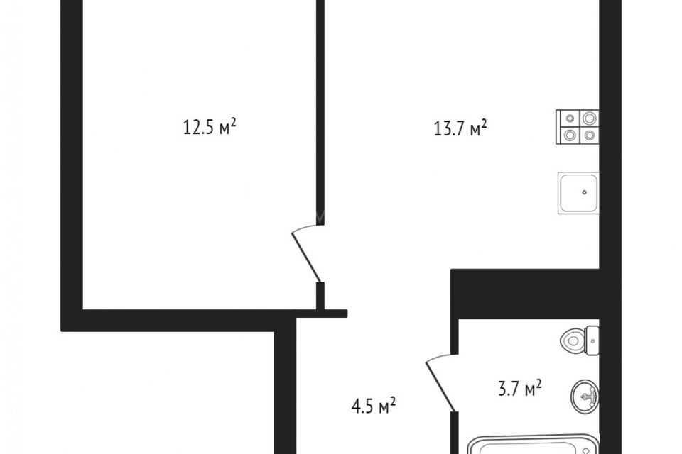 Продаётся 1-комнатная квартира, 34.5 м²