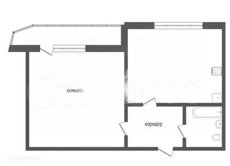 Продаётся 1-комнатная квартира, 49 м²