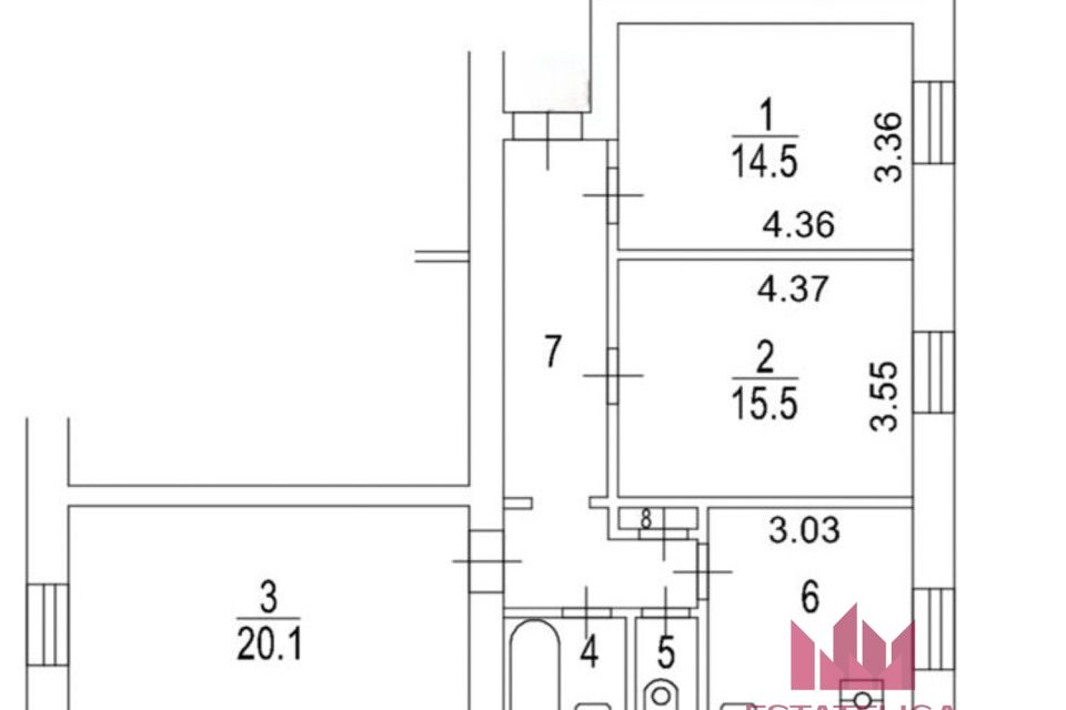 Продаётся 3-комнатная квартира, 76.7 м²