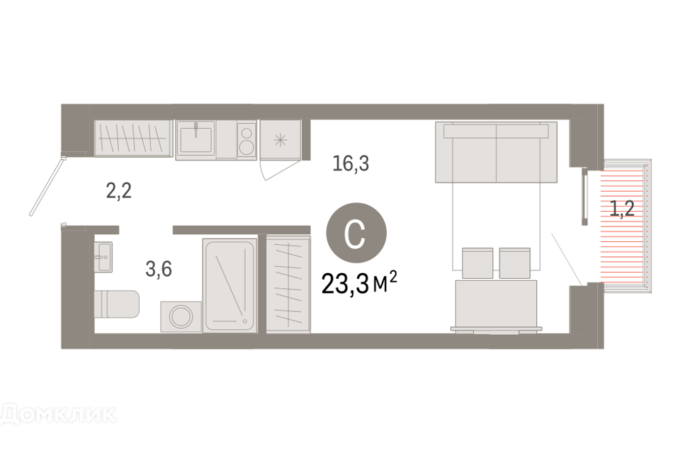 Продаётся студия, 23.3 м²