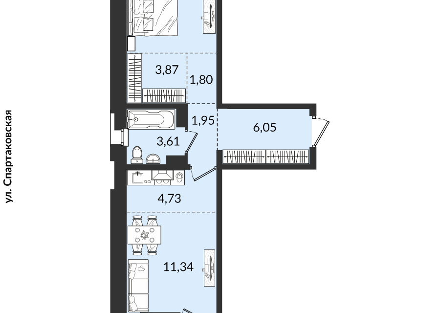 Продаётся 2-комнатная квартира, 47 м²
