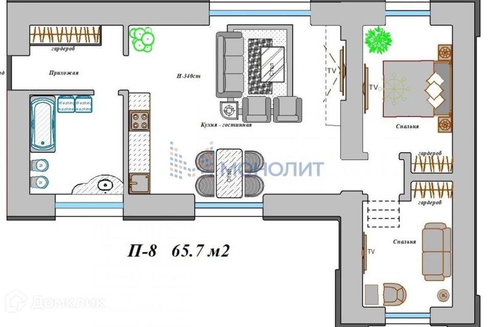 Продаётся 2-комнатная квартира, 65 м²