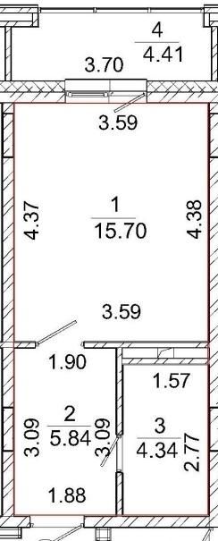 Продаётся 1-комнатная квартира, 26 м²