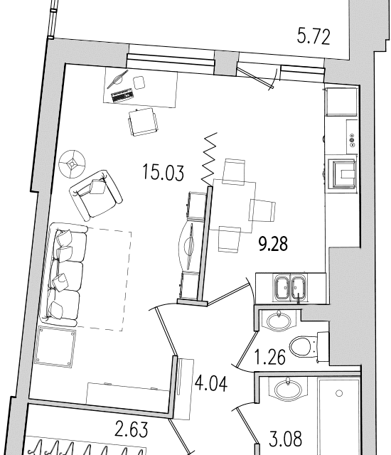 Продаётся 1-комнатная квартира, 41.2 м²