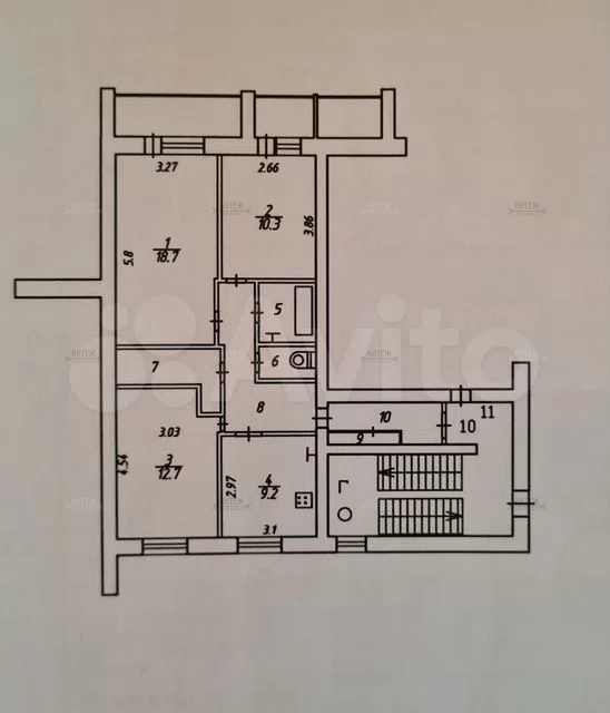 Продаётся 3-комнатная квартира, 70.6 м²