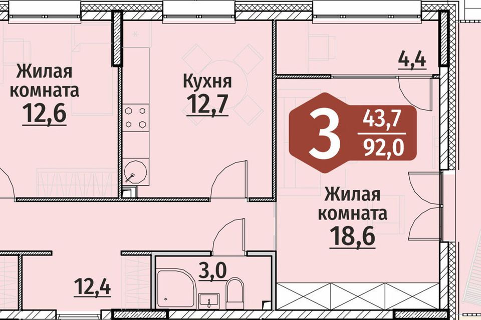 Планировка трехкомнатной квартиры распашонки в кирпичном доме