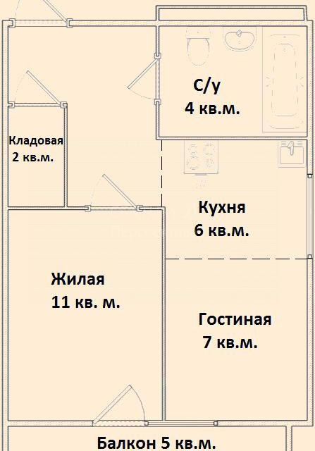 Продаётся 1-комнатная квартира, 36 м²