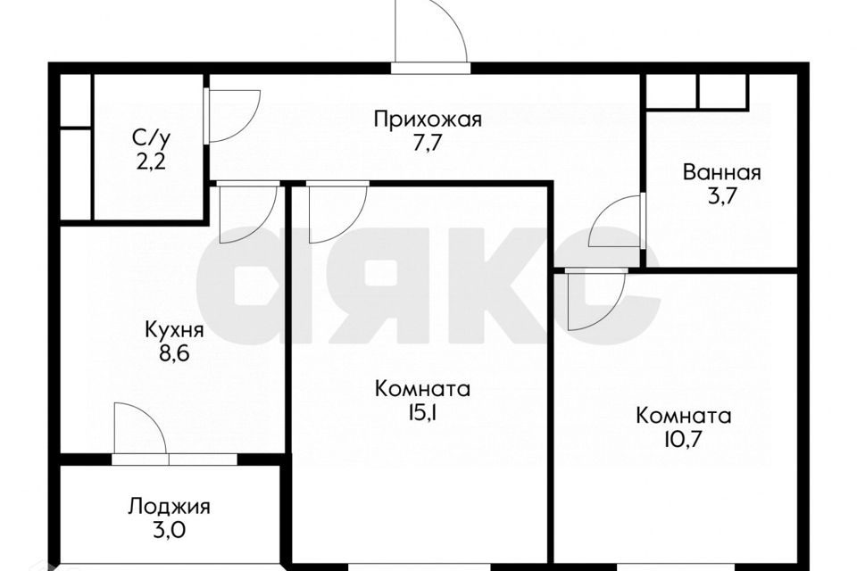 Продаётся 2-комнатная квартира, 49.5 м²