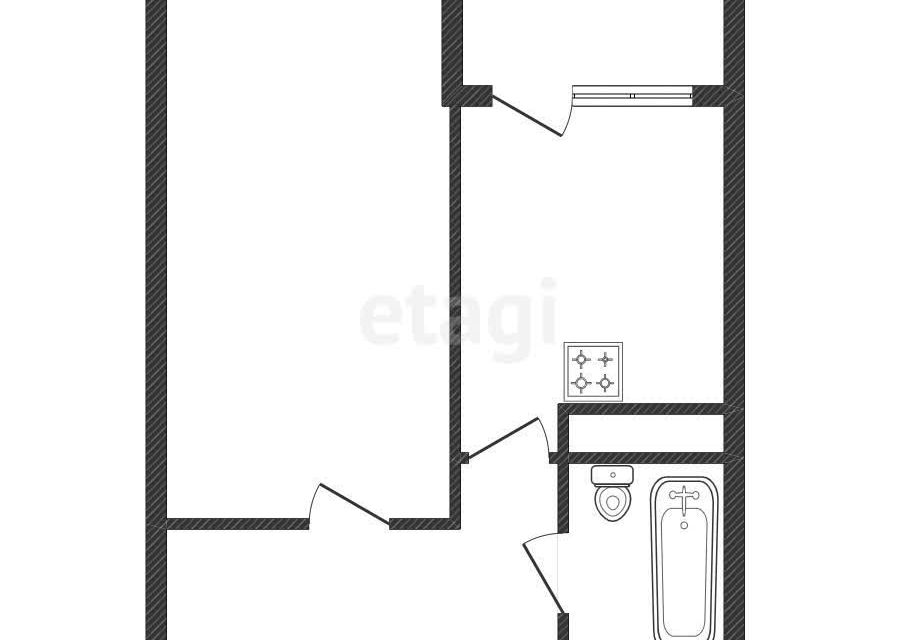 Продаётся 1-комнатная квартира, 45.2 м²