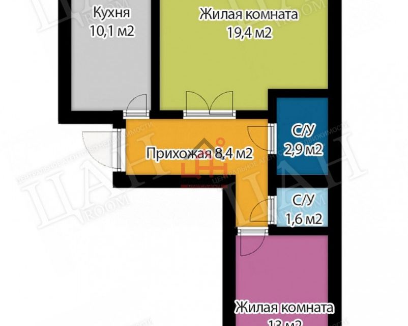 Продаётся 2-комнатная квартира, 55.5 м²