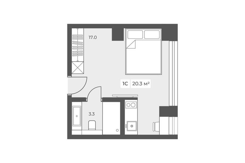 Продаётся 1-комнатная квартира, 20.3 м²