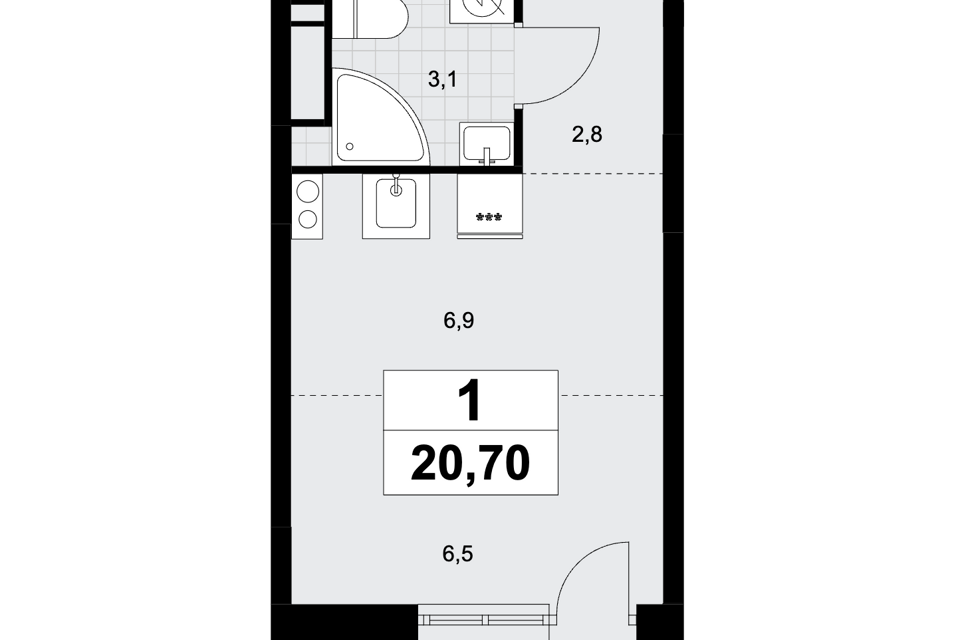 Продаётся студия, 20.7 м²