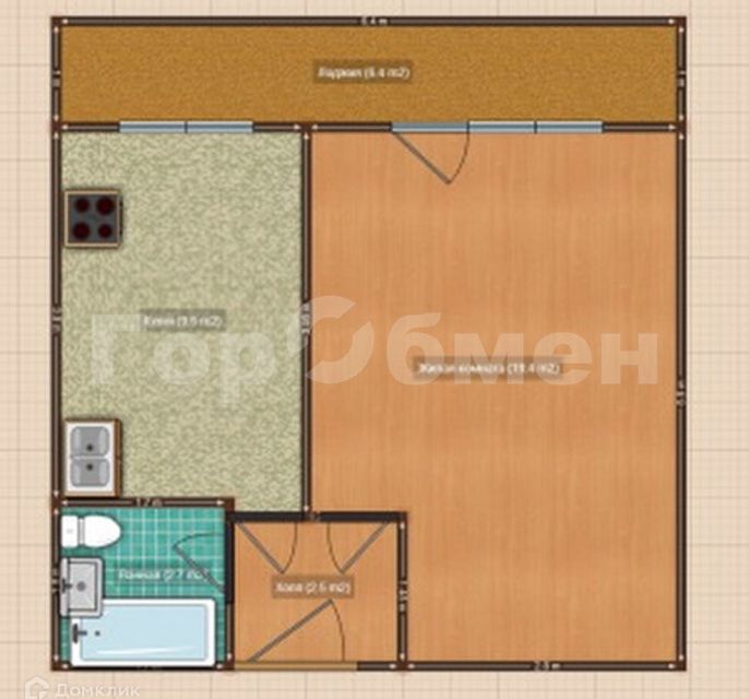 Продаётся 1-комнатная квартира, 36 м²