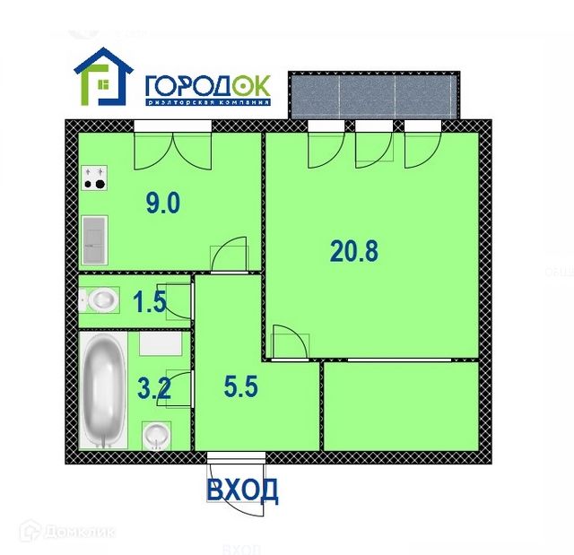 Продаётся 1-комнатная квартира, 40 м²