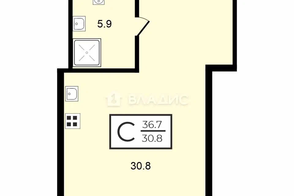Продаётся студия, 36.7 м²