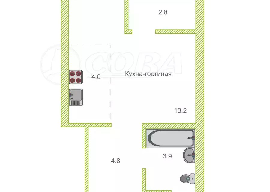Продаётся студия, 29.7 м²