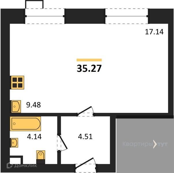 Продаётся студия, 35.27 м²