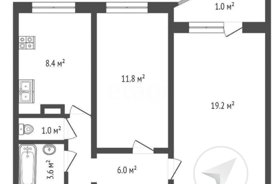 Продаётся 2-комнатная квартира, 50.2 м²