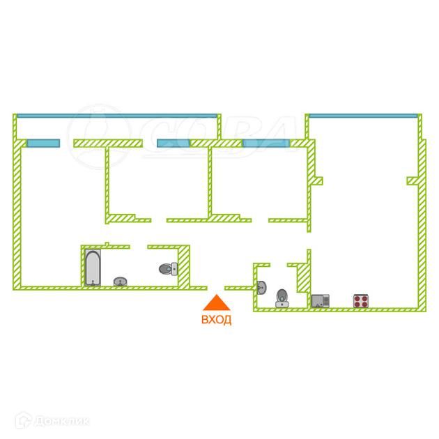 Продаётся 3-комнатная квартира, 79 м²