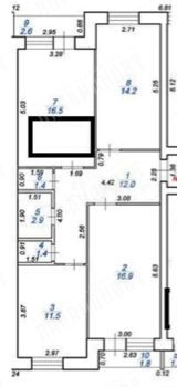 Продаётся 3-комнатная квартира, 81.2 м²