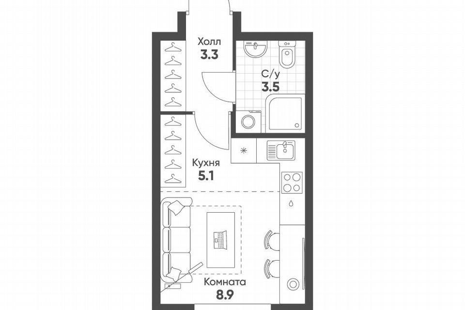Продаётся студия, 20.8 м²