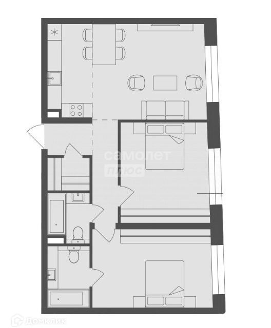 Продаётся 2-комнатная квартира, 83 м²