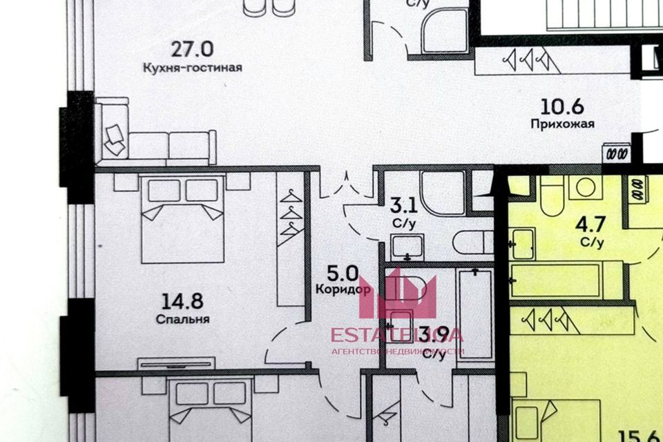Продаётся 3-комнатная квартира, 98.3 м²