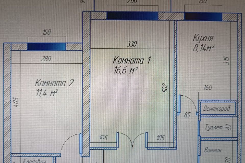 Продаётся 2-комнатная квартира, 50.4 м²
