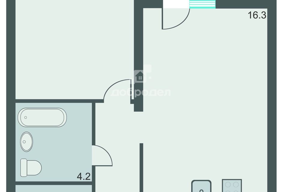 Продаётся 1-комнатная квартира, 35.1 м²