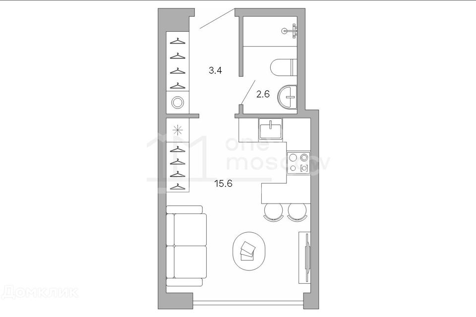 Сдаётся 1-комнатная квартира, 27 м²