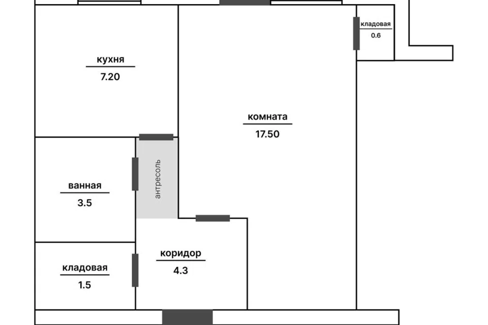 Продаётся 1-комнатная квартира, 35.72 м²
