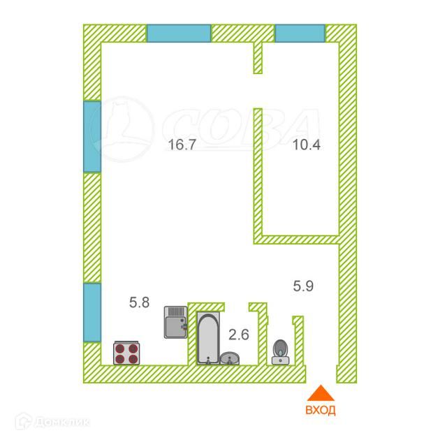 Продаётся 2-комнатная квартира, 43 м²