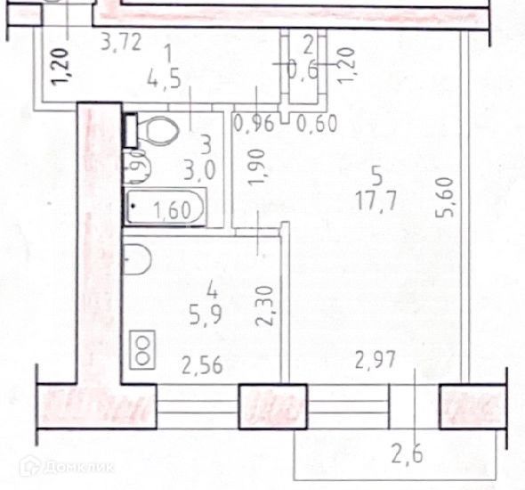 Продаётся 1-комнатная квартира, 31.7 м²