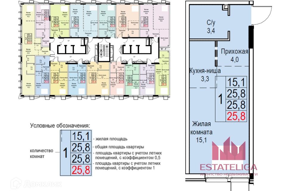 Продаётся 1-комнатная квартира, 25.8 м²