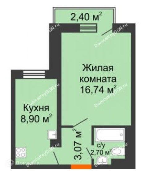 Продаётся 1-комнатная квартира, 32 м²