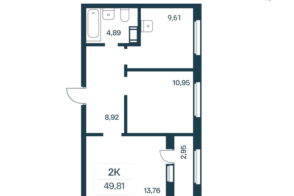 Продаётся 2-комнатная квартира, 47.7 м²