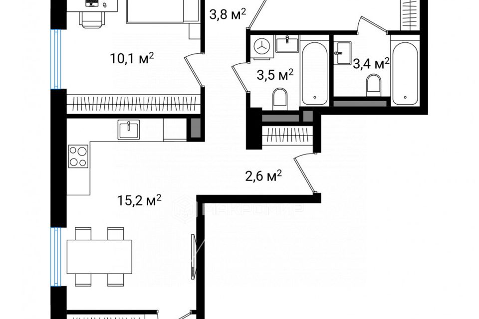 Продаётся 4-комнатная квартира, 81.2 м²
