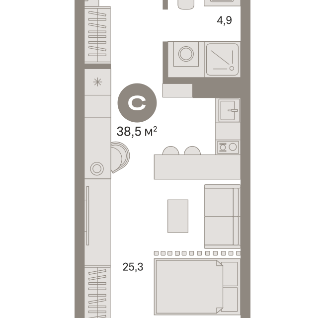 Продаётся студия, 39.18 м²