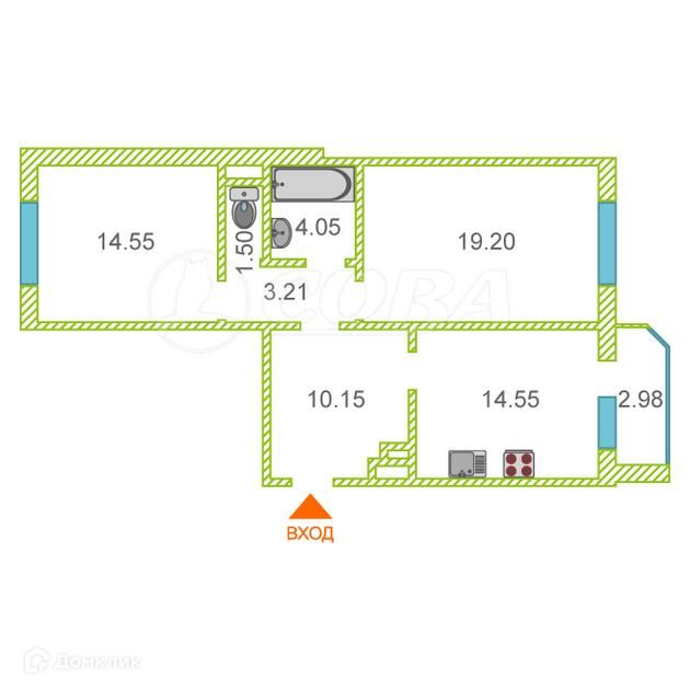 Продаётся 2-комнатная квартира, 67 м²